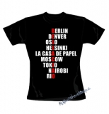 PAPIEROVÝ DOM - LA CASA DE PAPEL - Bella Ciao Names - čierne dámske tričko