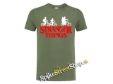 STRANGER THINGS - Bicycle Gang - olivové pánske tričko