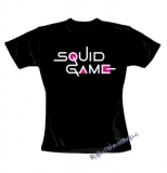SQUID GAME - Logo Colour Pink - čierne dámske tričko