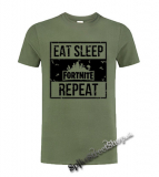 FORTNITE - Eat, Sleep, Repeat - olivové pánske tričko