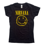 NIRVANA - Yellow Smiley - čierne dámske tričko