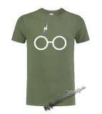 HARRY POTTER - Glasses Crest - olivové pánske tričko