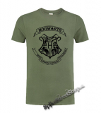 HARRY POTTER - Hogwarts Crest - olivové pánske tričko