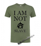 I AM NOT A SLAVE - olivové pánske tričko
