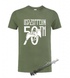 LED ZEPPELIN - Anniversary 50th - olivové pánske tričko