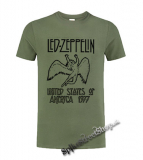 LED ZEPPELIN - United States Of America 1977 - olivové pánske tričko
