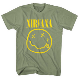 NIRVANA - Yellow Smiley - zelené pánske tričko