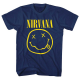 NIRVANA - Yellow Smiley - modré pánske tričko