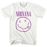 NIRVANA - Purple Smiley - biele pánske tričko