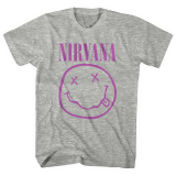 NIRVANA - Purple Smiley - sivé pánske tričko