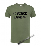 PEACE LOVE - olivové pánske tričko