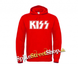 KISS - Logo White - červená pánska mikina