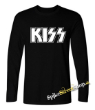 KISS - Logo White - čierne pánske tričko s dlhými rukávmi