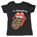 ROLLING STONES - Leopard Print Tongue - čierne dámske tričko
