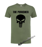 PUNISHER - Logo & Skull - olivové pánske tričko