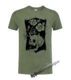 SKULL FLOWER - olivové pánske tričko
