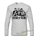 BTS - BANGTAN BOYS - Korean Band - šedé pánske tričko s dlhými rukávmi