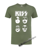 KISS - Band Four Faces - olivové detské tričko