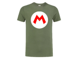 SUPER MARIO - Logo Crest - olivové pánske tričko