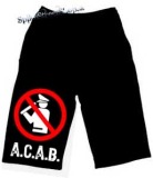 Kraťasy A.C.A.B. - Pictogram - Ľahké  sieťované čierne letné šortky