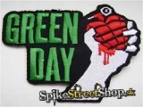 GREEN DAY - Zelené logo + zaťatá päsť - nažehlovacia nášivka
