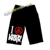 Kraťasy I LOVE LINKIN PARK - Crest Motive - Ľahké sieťované čierne letné šortky