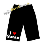 Kraťasy I LOVE SATAN - Ľahké sieťované čierne letné šortky