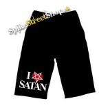 Kraťasy I LOVE SATAN - Pentagram - Ľahké sieťované čierne letné šortky