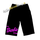 Kraťasy ITS BARBIE BITCH - Logo Pink - Ľahké sieťované čierne letné šortky