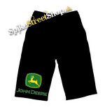 Kraťasy JOHN DEERE - Logo Yellow Green - Ľahké sieťované čierne letné šortky