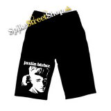 Kraťasy JUSTIN BIEBER - Portrait & Logo - Ľahké sieťované čierne letné šortky