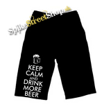 Kraťasy KEEP CALM AND DRINK - Ľahké sieťované čierne letné šortky