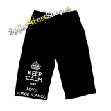 Kraťasy KEEP CALM AND LOVE JORGE BLANCO - Ľahké sieťované čierne letné šortky
