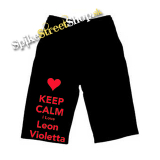 Kraťasy KEEP CALM AND LOVE LEON VIOLETTA - Ľahké sieťované čierne letné šortky