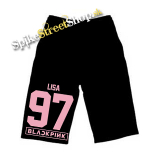 Kraťasy BLACKPINK - LISA 97 - Pink Number Years - Sieťované čierne šortky