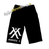 Kraťasy MONSTA X - Logo Twitter - Ľahké sieťované čierne letné šortky