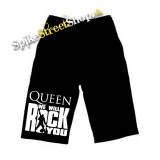 Kraťasy QUEEN - We Will Rock You - Voľné sieťované čierne letné šortky