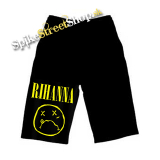 Kraťasy RIHANNA - Smile With Logo - Voľné sieťované čierne letné šortky