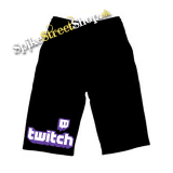 Kraťasy TWITCH - Purple Logo Sign - Voľné sieťované čierne letné šortky