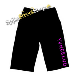Kraťasy YUNGBLUD - Pink Logo - Voľné sieťované čierne letné šortky