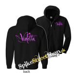VIOLETTA - Pink Logo - čierna detská mikina na zips