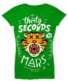 30 SECONDS TO MARS - Cartoon Tiger Ladies Skinny Fit - zelené dámske tričko