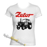 ZETOR - Červené logo a traktor - biele dámske tričko