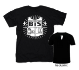 BTS - BANGTAN BOYS - Logo Design & V - čierne detské tričko