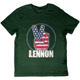 JOHN LENNON - Peace Fingers US Flag - zelené pánske tričko
