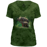 SPOJENIE ÁZIJSKÝCH SLONOV - dámske zelené tričko od značky THE MOUNTAIN