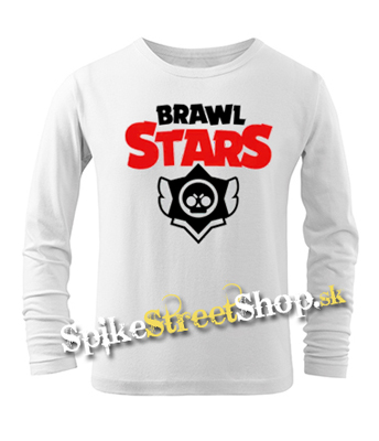 BRAWL STARS - Logo - biele detské tričko s dlhými rukávmi (-50%=VÝPREDAJ)