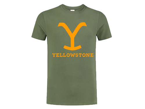 YELLOWSTONE - Logo - olivové pánske tričko (-70%=VÝPREDAJ)