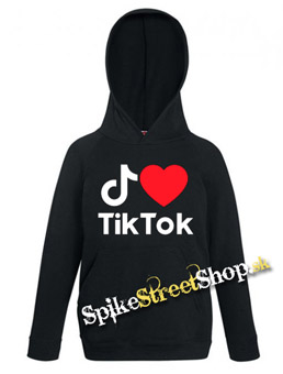 I LOVE TIK TOK - čierna detská mikina (-80%=VÝPREDAJ)