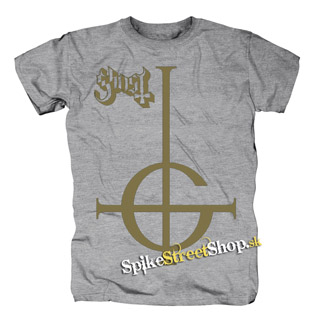 GHOST - Gold Logo - sivé pánske tričko (-50%=VÝPREDAJ)